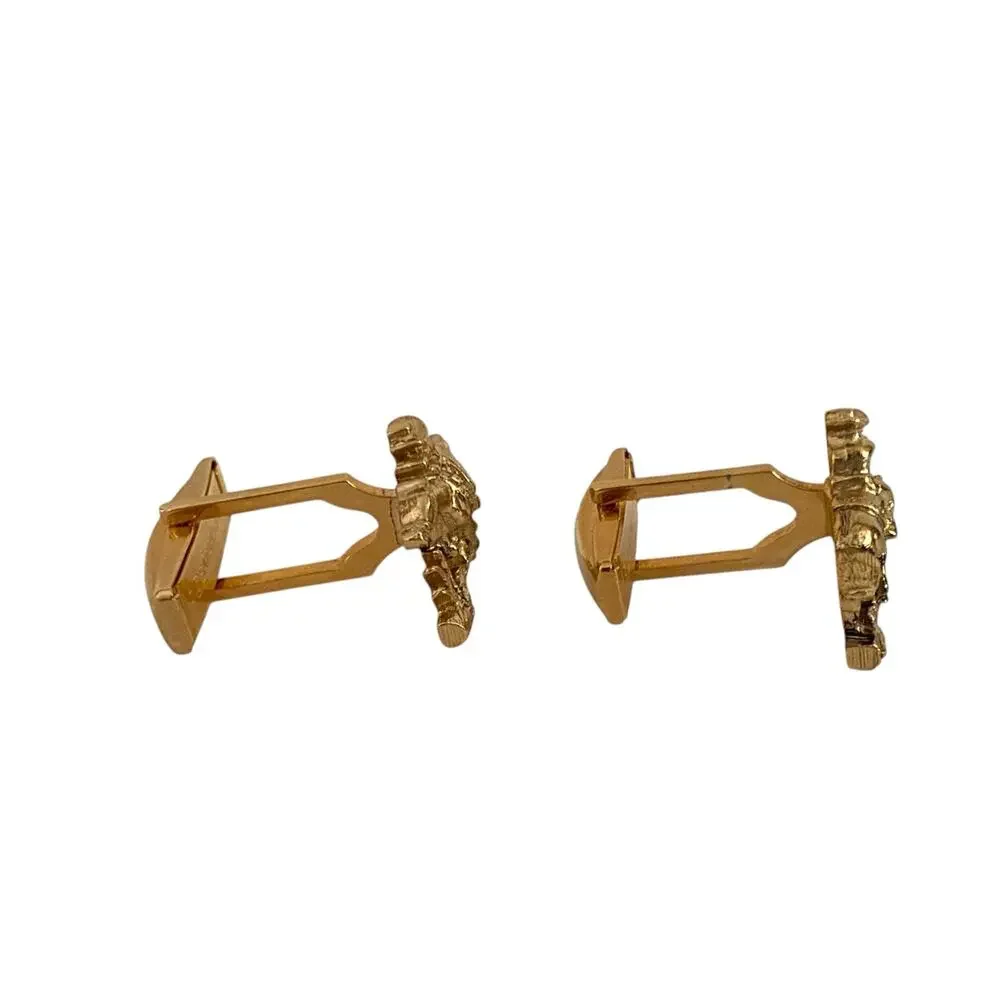 Sarah Coventry Cowboy Cufflinks Horse Gold Tone Pony Express 0.75